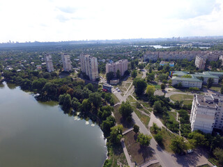 Fototapeta premium Residential area of Kiev (drone image).