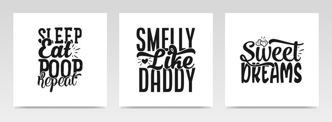 Cute baby quotes letter typography set illustration.