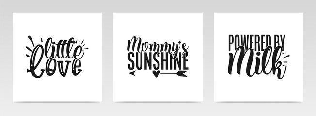 Cute baby quotes letter typography set illustration.