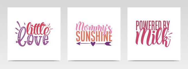 Cute baby quotes letter typography set illustration.