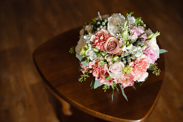 floral masterpiece, wedding bouquet of pink flowers,