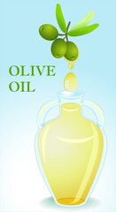 Olive branch with a drop of olive oil vector illustration.   Great for label design, icon, logo, poster, banner