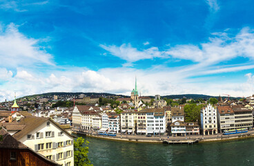 Fototapeta na wymiar Panoramic aerial view of Zurich