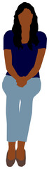 Sitting female person flat vector illustration (Black people)