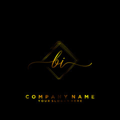 BI Initial handwriting logo vector