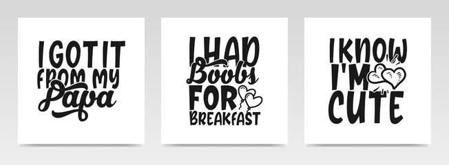 Obraz premium Cute baby quotes letter typography set illustration.