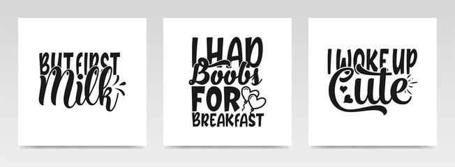 Cute baby quotes letter typography set illustration.