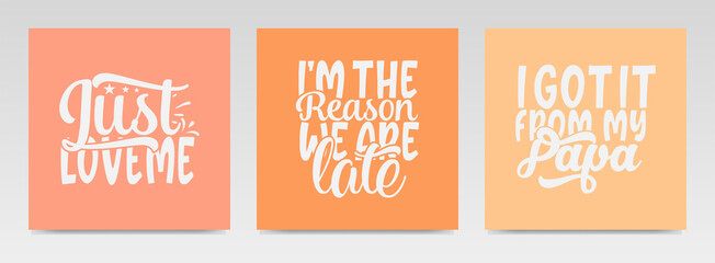 Cute baby quotes letter typography set illustration.