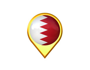 Obraz premium Bahrain flag location marker icon. Isolated on white background. 3D illustration, 3D rendering
