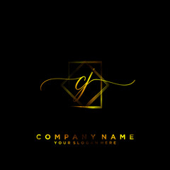 CJ Initial handwriting logo vector