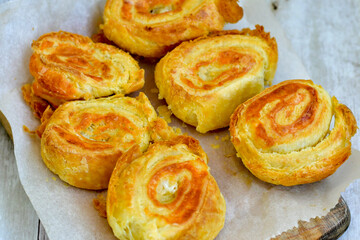 homemade  cheese puff pastry  pie 