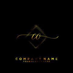 CO Initial handwriting logo vector