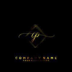 CP Initial handwriting logo vector