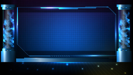 abstract futuristic background of technology sci fi hud hologram frame template