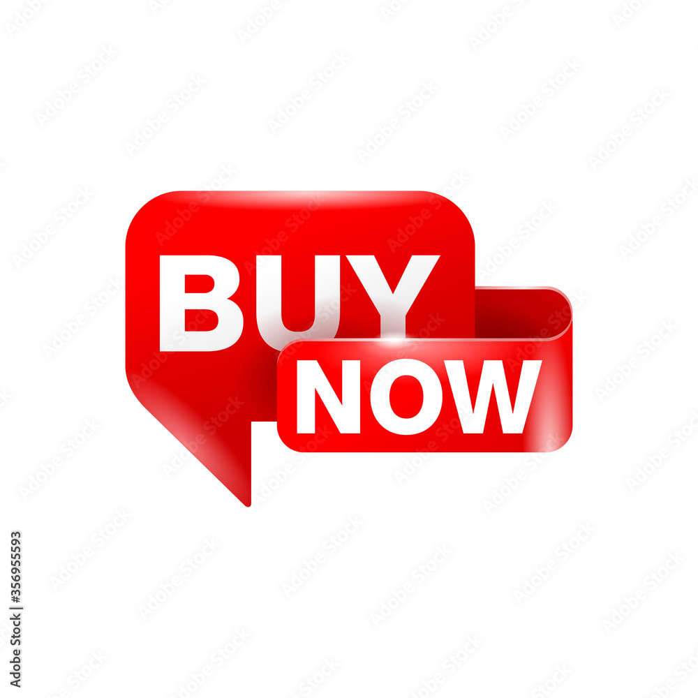 Poster buy now label or web button for motivation of buyers - catchy red frame with text - isolated vector 