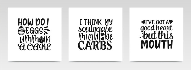 Funny quotes letter typography set illustration.