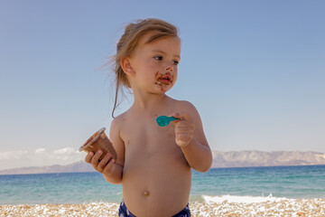 little girl eating ice cream