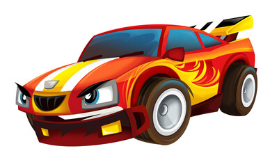Fototapeta na wymiar cool looking cartoon racing car hod rod isolated on white background illustration
