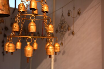 Obraz premium Home decoration item, small bell at White dessert, Dhordo, Kutch, Gujarat, India