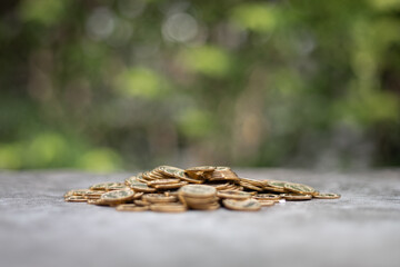 Money Financial Business Growth concept. Pile of gold coins.