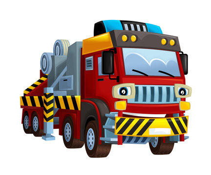 recommend clip art: cartoon happy fireman truck isolated on white background - illustration