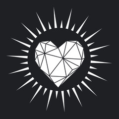 Print Abstract line heart, black. vector illustration