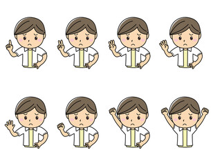 男の子02_03（困った顔のポーズセット上半身）