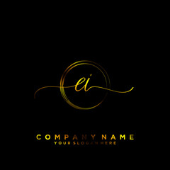 EI Initial handwriting logo vector