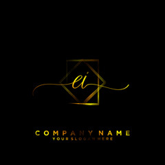 EI Initial handwriting logo vector