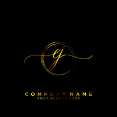 EJ Initial handwriting logo vector