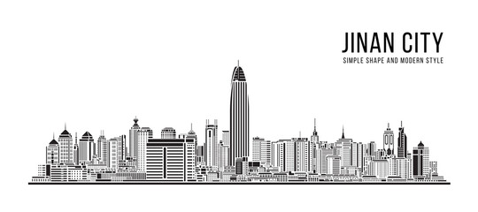 Fototapeta na wymiar Cityscape Building Abstract Simple shape and modern style art Vector design - Jinan city