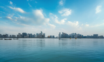 Modern City Skyline in Qiantang River New Town, Hangzhou, China