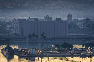 Mediterranean harbour seen from seen from downtow of Beirut, capital city of Lebanon - obrazy, fototapety, plakaty