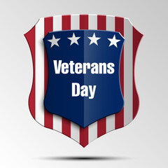 Independence Day USA shield icon. President's day shield banner isolated, stars and stripes presentation. Protect privacy badge. United States of American President holiday shield. Veterans Day sign