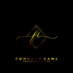 FI Initial handwriting logo vector