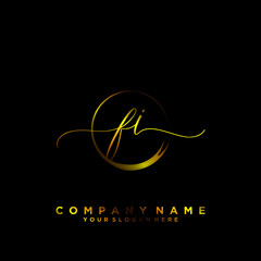 FI Initial handwriting logo vector