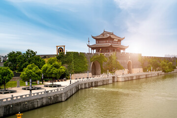 Suzhou ancient city wall and tower site park
