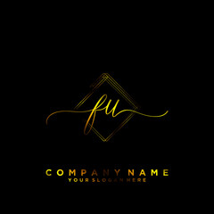 FU Initial handwriting logo vector