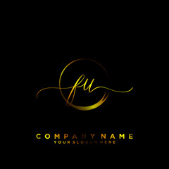 FU Initial handwriting logo vector