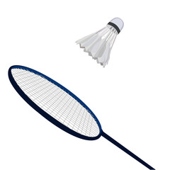 badminton racket and shuttlecock vector illustration isolated on white background  