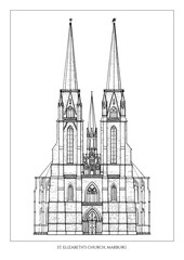 St. Elizabeth's Church (or Elisabethkirche) in Marburg, Germany -