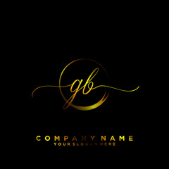 Obraz premium GB Initial handwriting logo vector