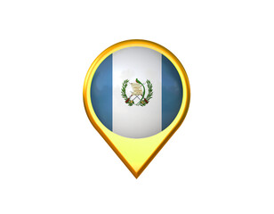 Guatemala flag location marker icon. Isolated on white background. 3D illustration, 3D rendering