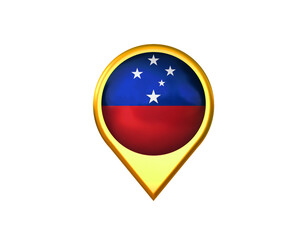 Samoa flag location marker icon. Isolated on white background. 3D illustration, 3D rendering