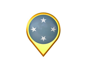 Micronesia flag location marker icon. Isolated on white background. 3D illustration, 3D rendering