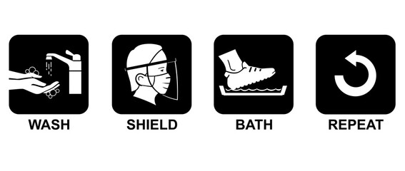 Virus Protection Print Design - Wash, Shield, Foot Bath and Repeat