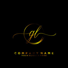 GL Initial handwriting logo vector
