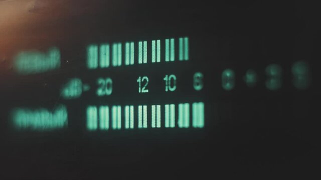 Audio signal levels monitoring audio console on classic sound amplifier