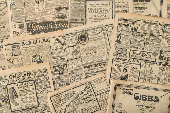 Newspaper pages antique advertising Vintage fashion magazine