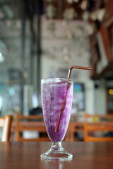 Thailand beverage - herbal Butterfly pea juice with ice